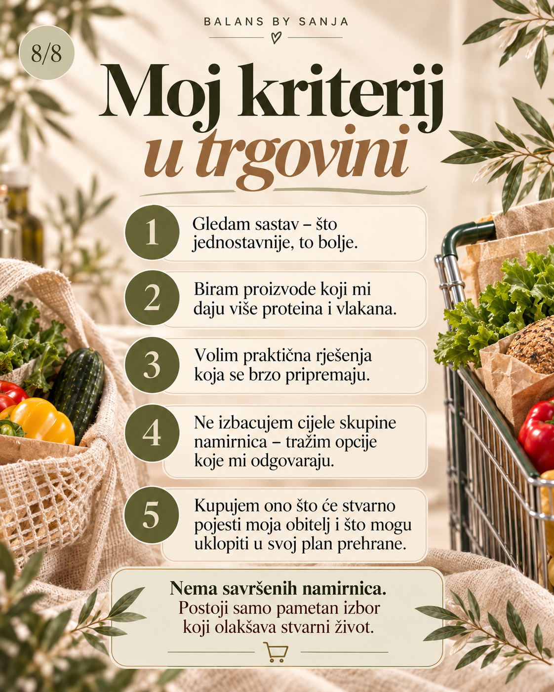 Moji kriteriji u kupovini namirnica – zdrava prehrana i kalorijski deficit | Balans by Sanja