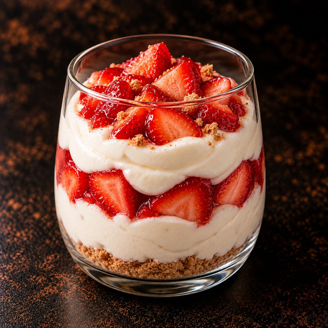 Cheesecake krema s jagodama u čaši – desert sa skyrom, light krem sirom i jagodama