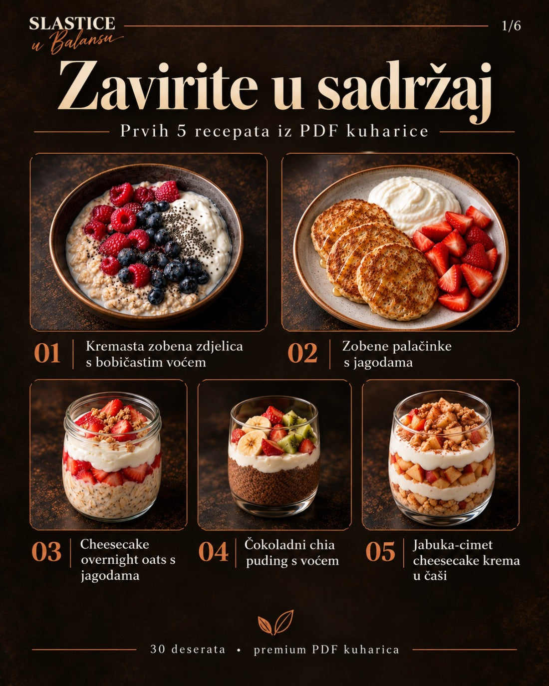 30 slastica za kalorijski deficit – sadržaj PDF kuharice Slastice u Balansu