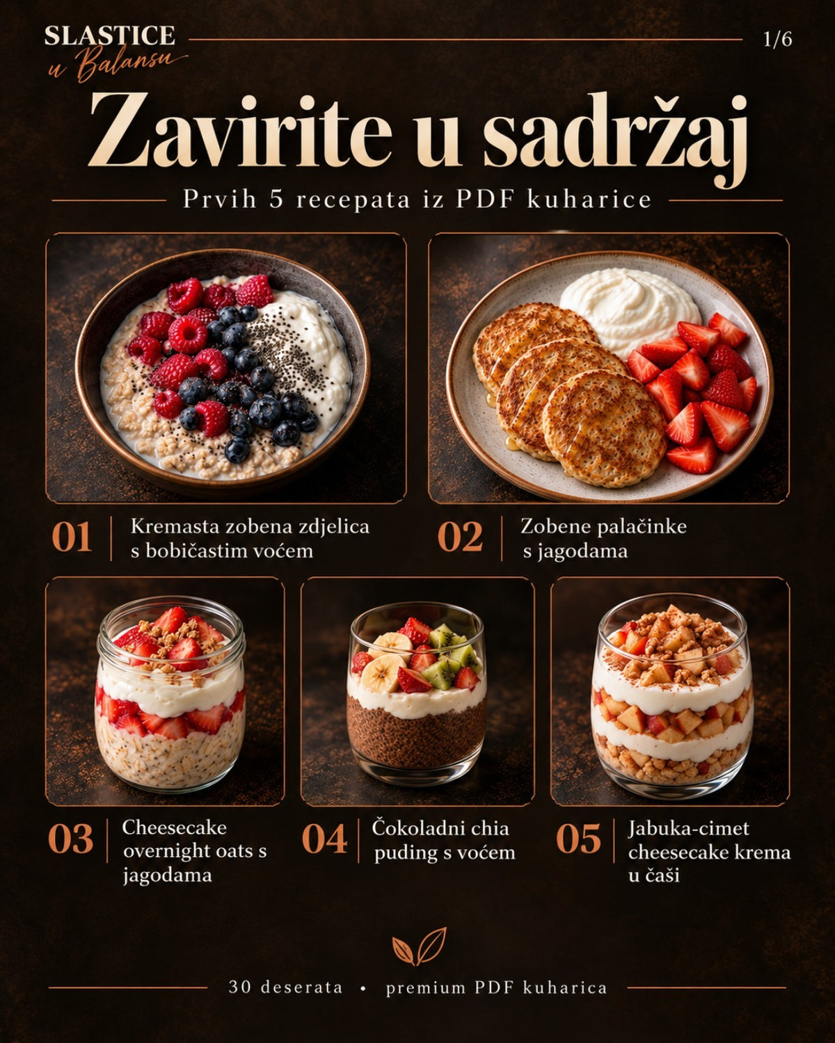 30 slastica za kalorijski deficit – sadržaj PDF kuharice Slastice u Balansu